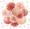 Rose Gold Party Decorations -12PCS Elegant Party Supplies Tissue Pom Poms Paper Lantern Glitter Confetti 30G for Valentines Wedding Bridal Shower Birthday Bachelorette Party Decorations